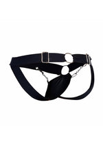 Jockstrap cu lanț din imitație de piele neagră Eroticwear MOB