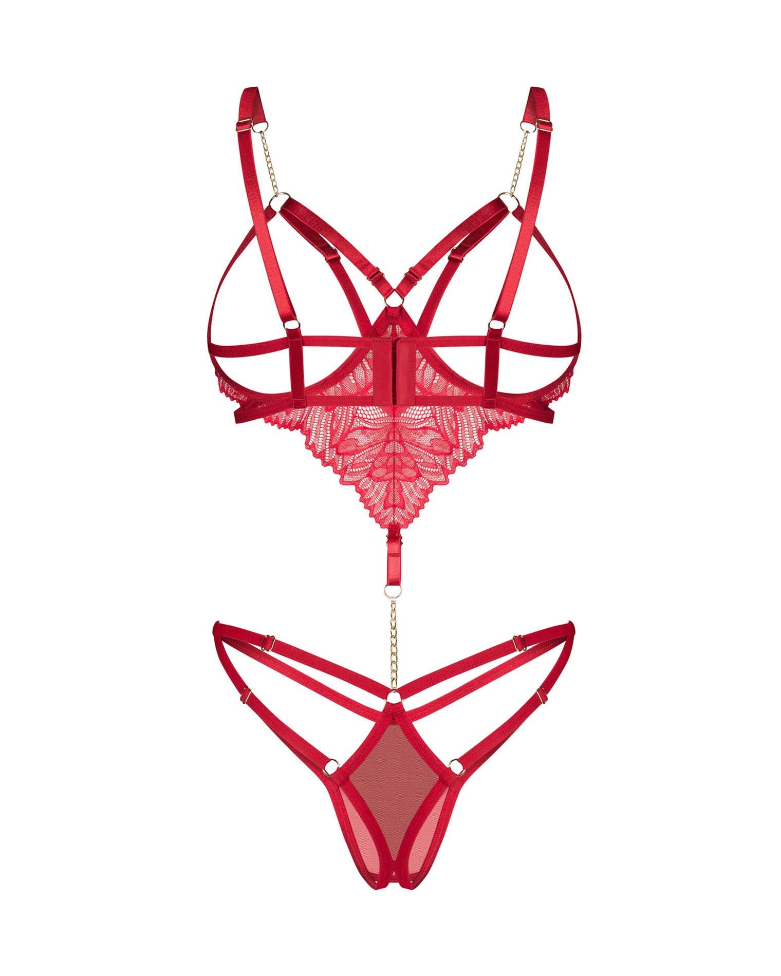 Body deschis Matildea roșu Obsessive L/XL