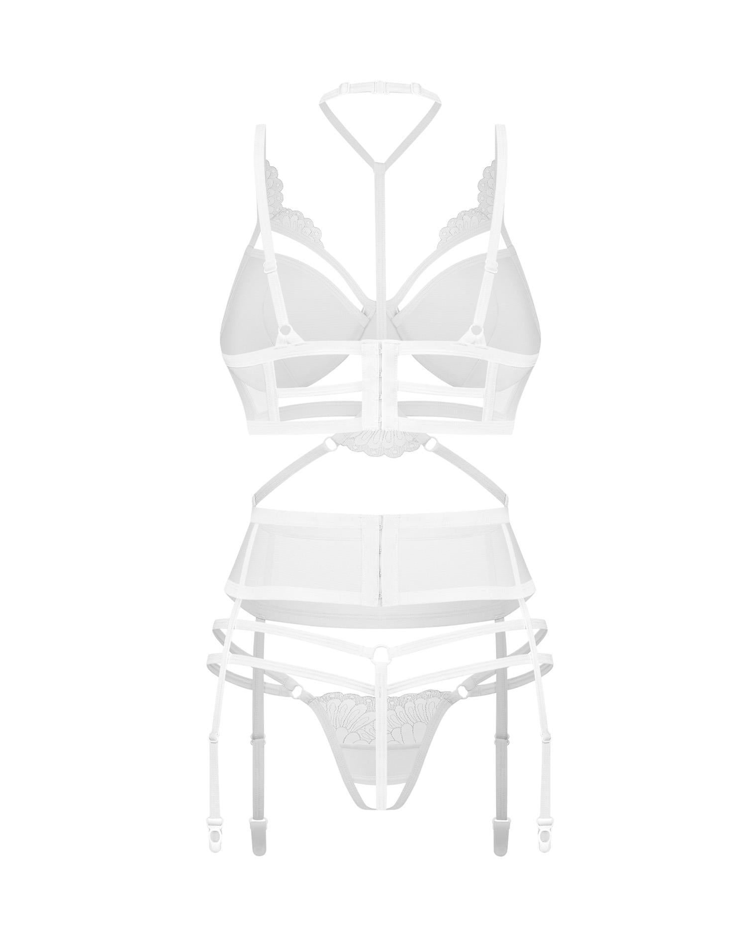 Set lenjerie intimă Premisis, cu decolteu deschis, alb, L/XL