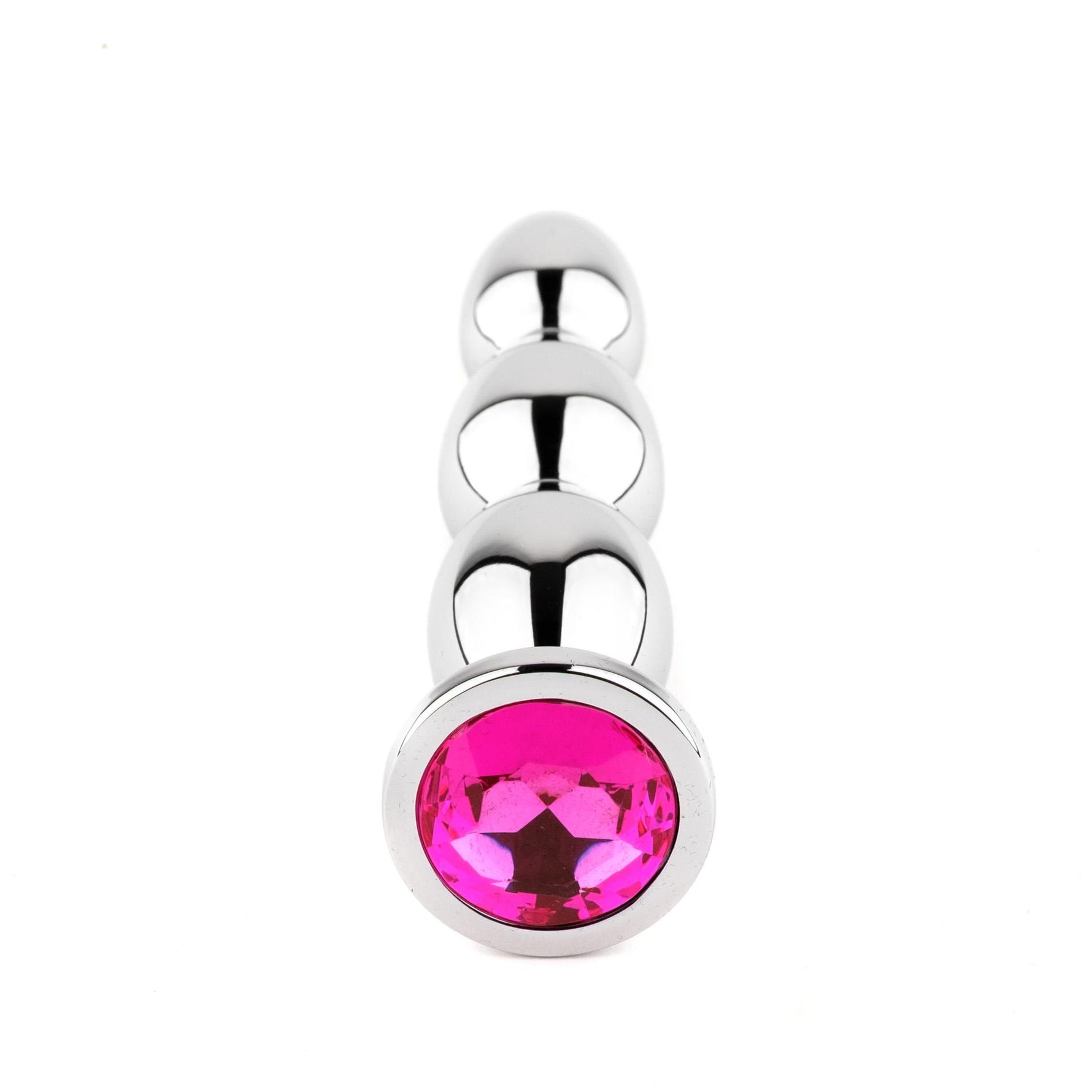 Dop anal lung din metal HeavyFun cu cristal roz 13,5 cm