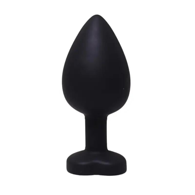 Plug anal Fantasy din silicon negru cu inimă și diamant 8 cm