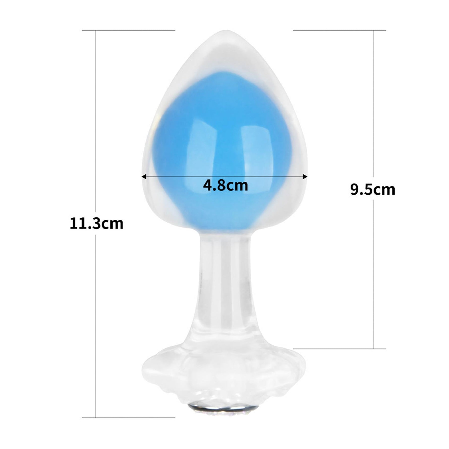 Plug anal Gemoria din silicon, fosforescent, cu bilă albastră