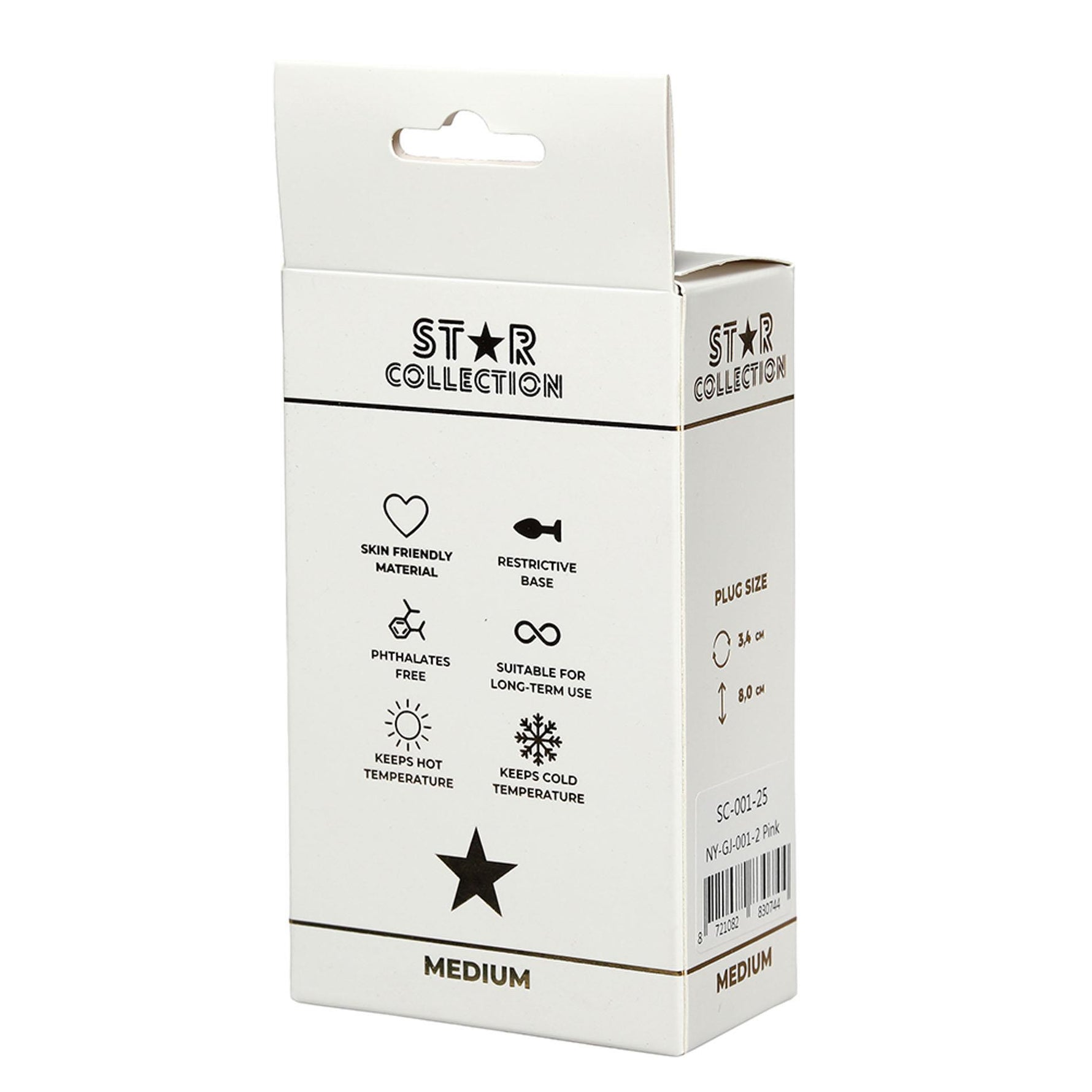 Dop anal din silicon Star Collection roz M cu piatră roz deschis