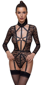 Body cu mânecă lungă și dantelă Cottelli LINGERIE S