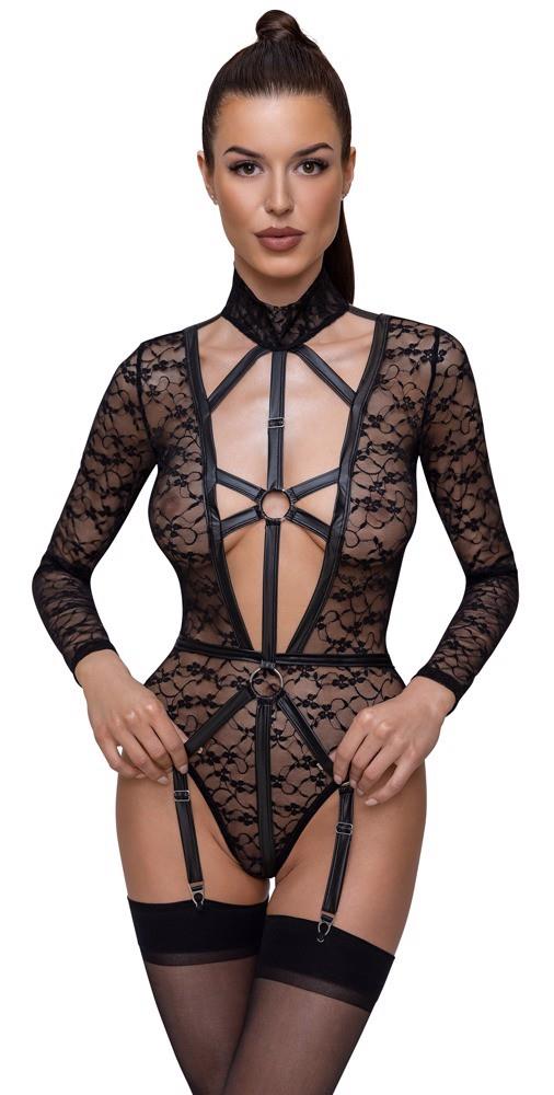 Body cu mânecă lungă și dantelă Cottelli LINGERIE S