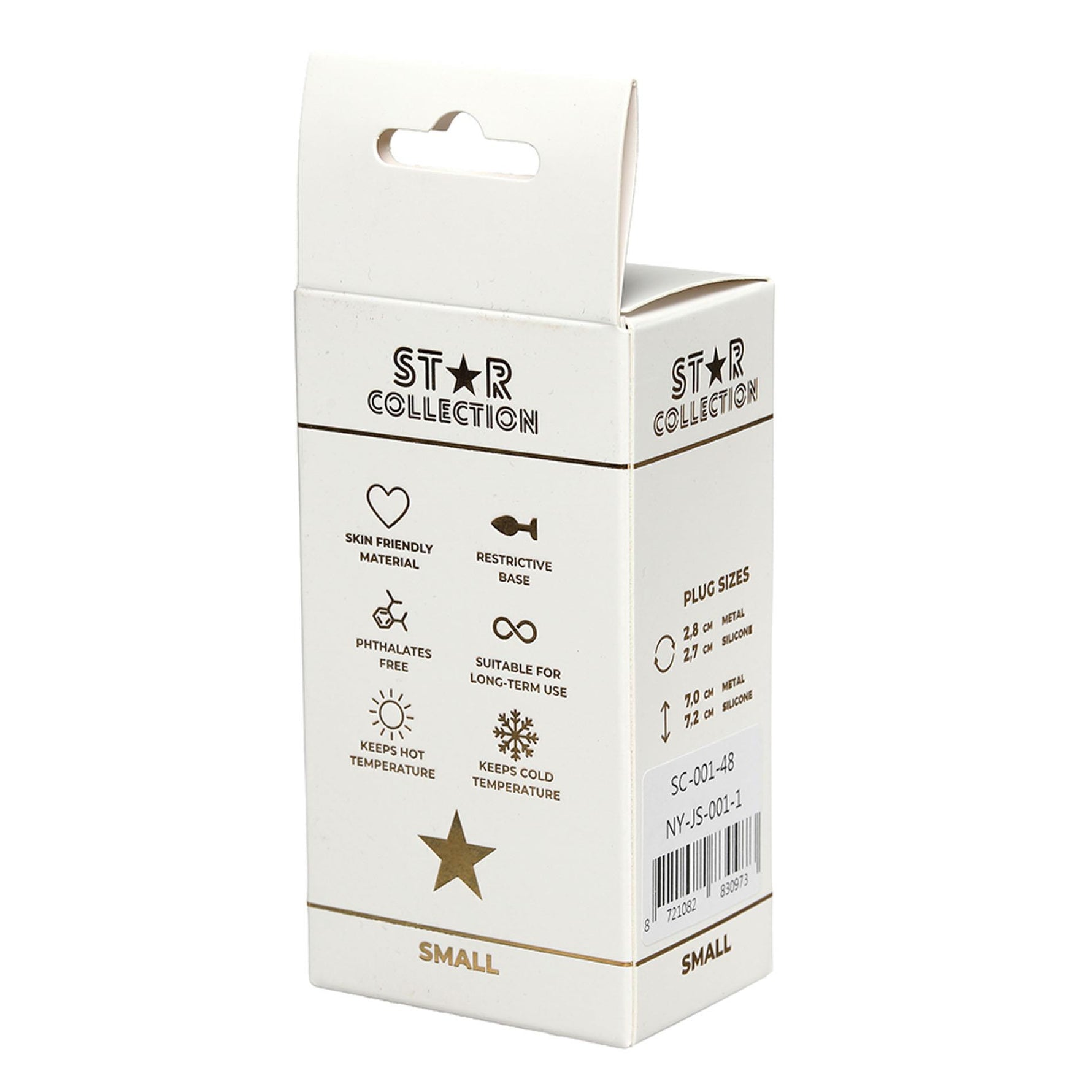 Dop anal Star Collection S din metal argintiu, piatră albastră deschisă, 7 cm