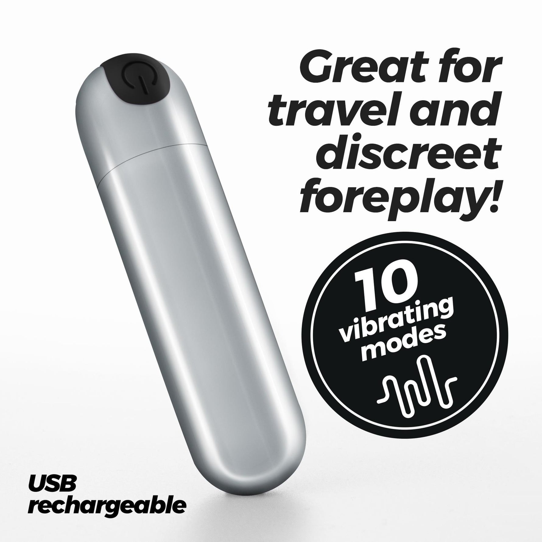 Mini vibrator USB Crushious iMoan argintiu 7,6 cm