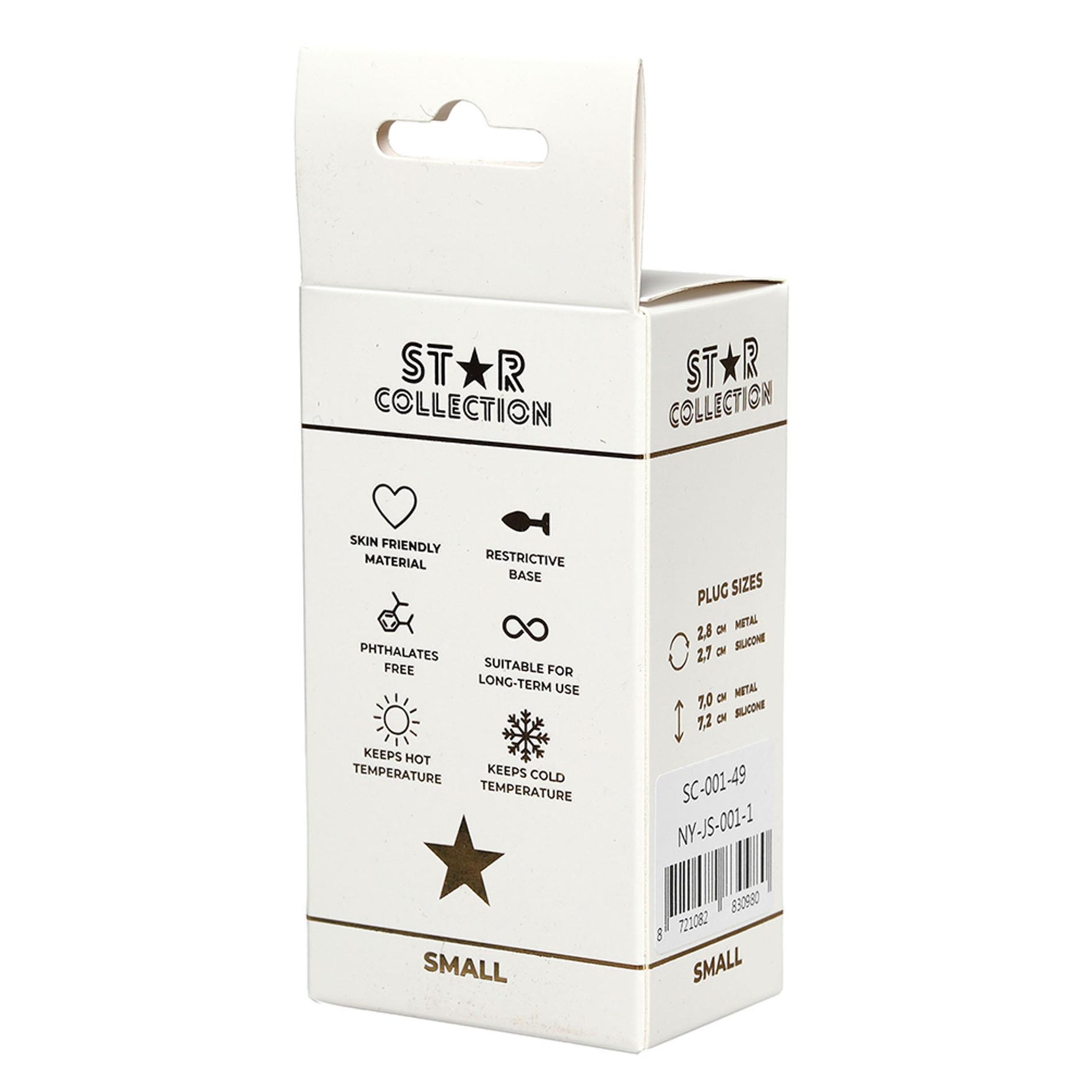 Dop anal Star Collection S din metal argintiu, piatră mov, 7 cm