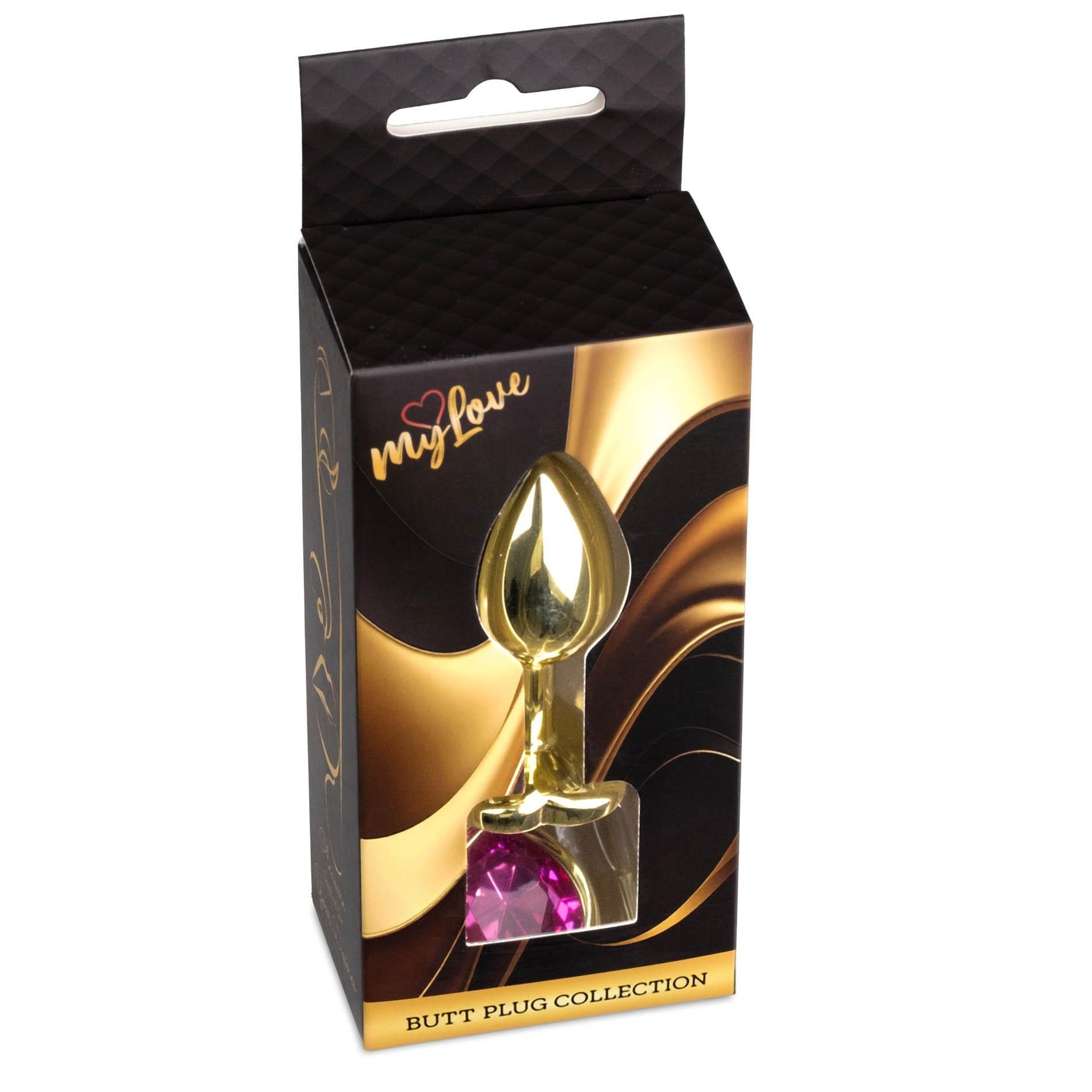 Dop anal din oțel Gold Heart MyLove Toys, roz, 7 cm