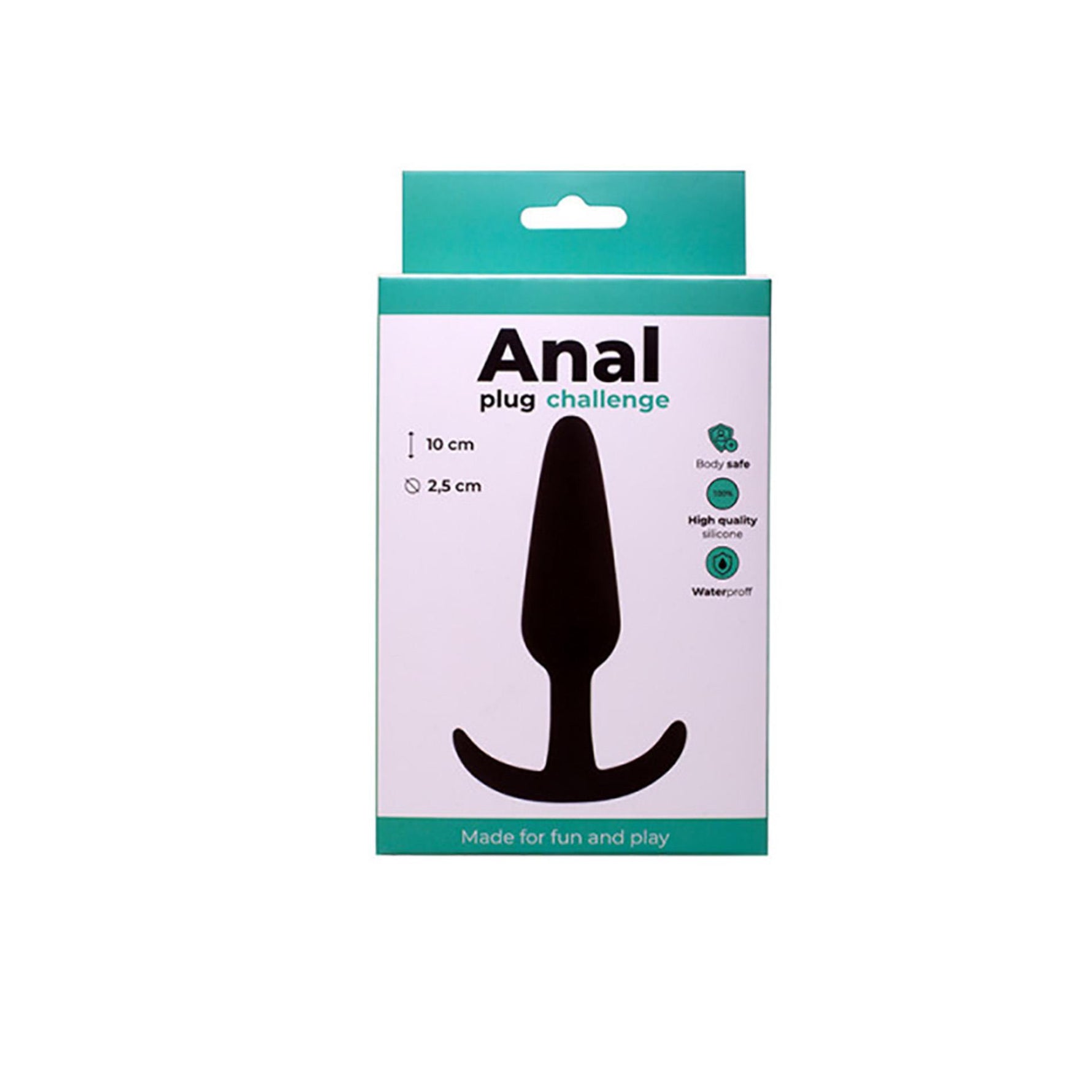 Dop anal Fantasy din silicon, negru, mediu, 10 cm