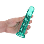Dildo realist cu gel și ventuză, transparent, RealRock, 14,5 cm