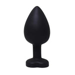 Plug anal din silicon Fantasy Heart negru cu cristal 7 cm