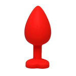 Plug anal cu inimă din silicon roșu, mic, Fantasy, cristal, 7 cm