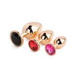 Set de dopuri anale din oțel HeavyFun Red Gold cu cristale