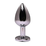 Plug anal cu inimă mică din argint și cristal negru Fantasy 7 cm