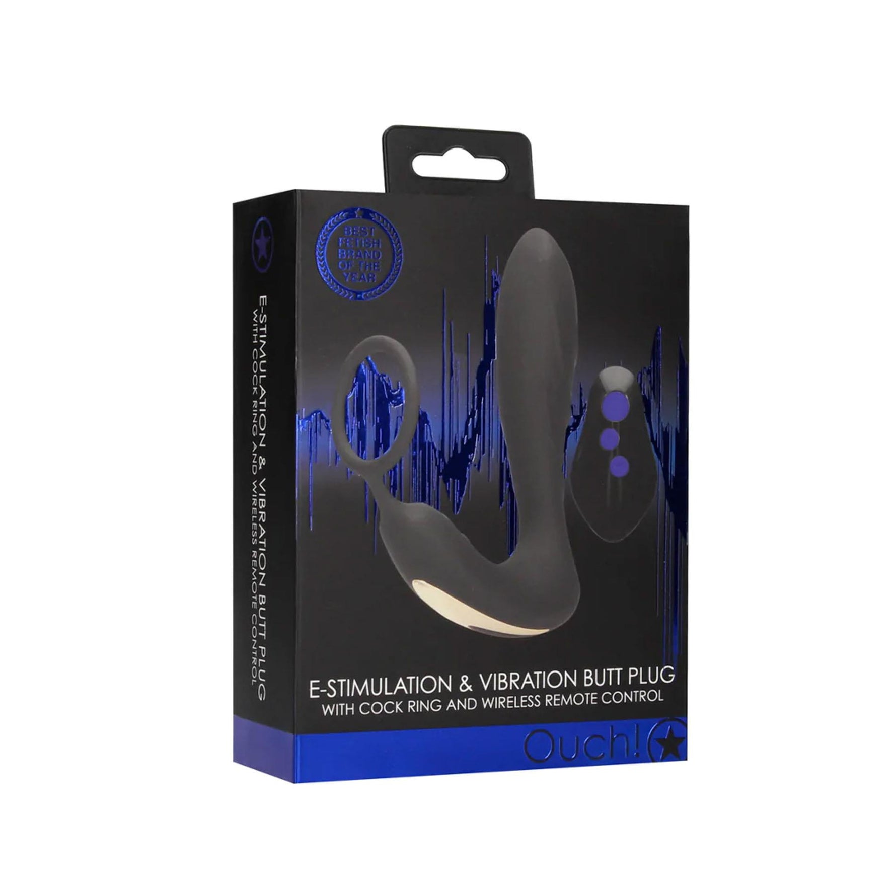 Au! Plug anal vibrant cu electrostimulare și inel, 14,5 cm
