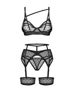 Set lenjerie intimă Nuites transparent cu buline Obsessive 2XL/3XL