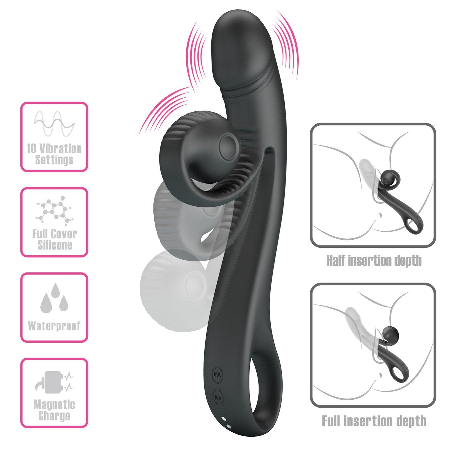Vibrator Pretty Love Selma Snail Rabbit Negru