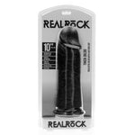 Dildo realist RealRock gros, drept, fără testicule, 25 cm, negru