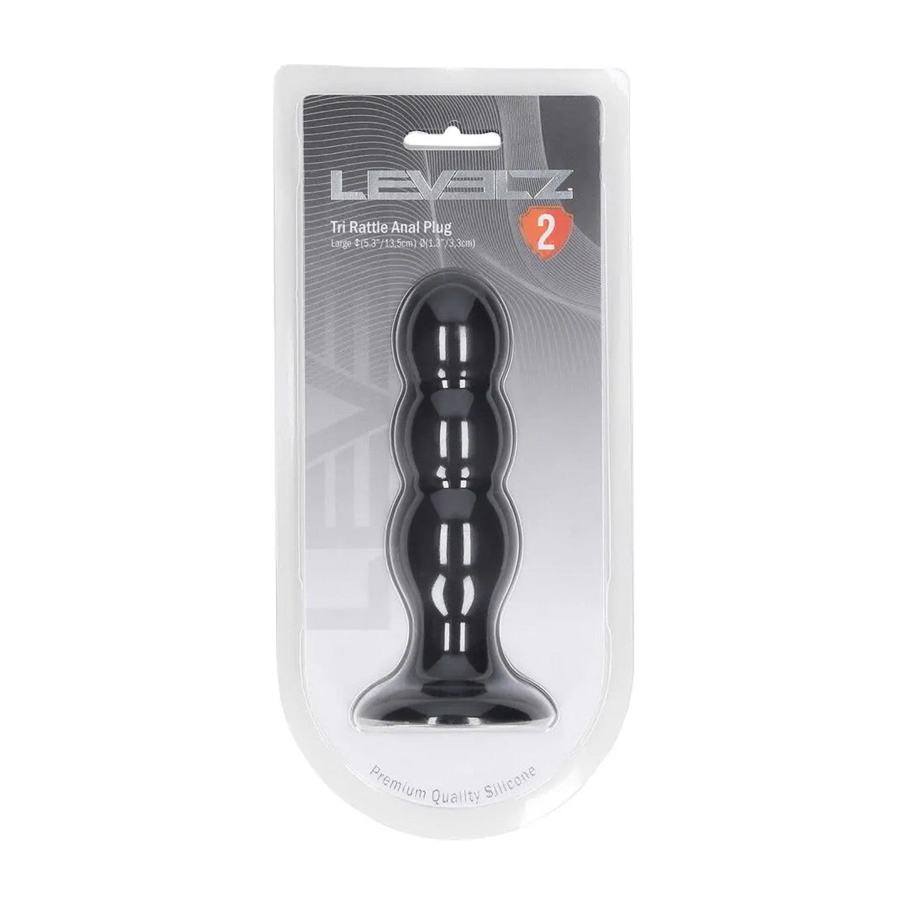 Dop anal triplu cu zgomot Levelz silicon L negru 13,5 cm