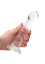 Dildo RealRock transparent, nerealist, cu ventuză, 17 cm