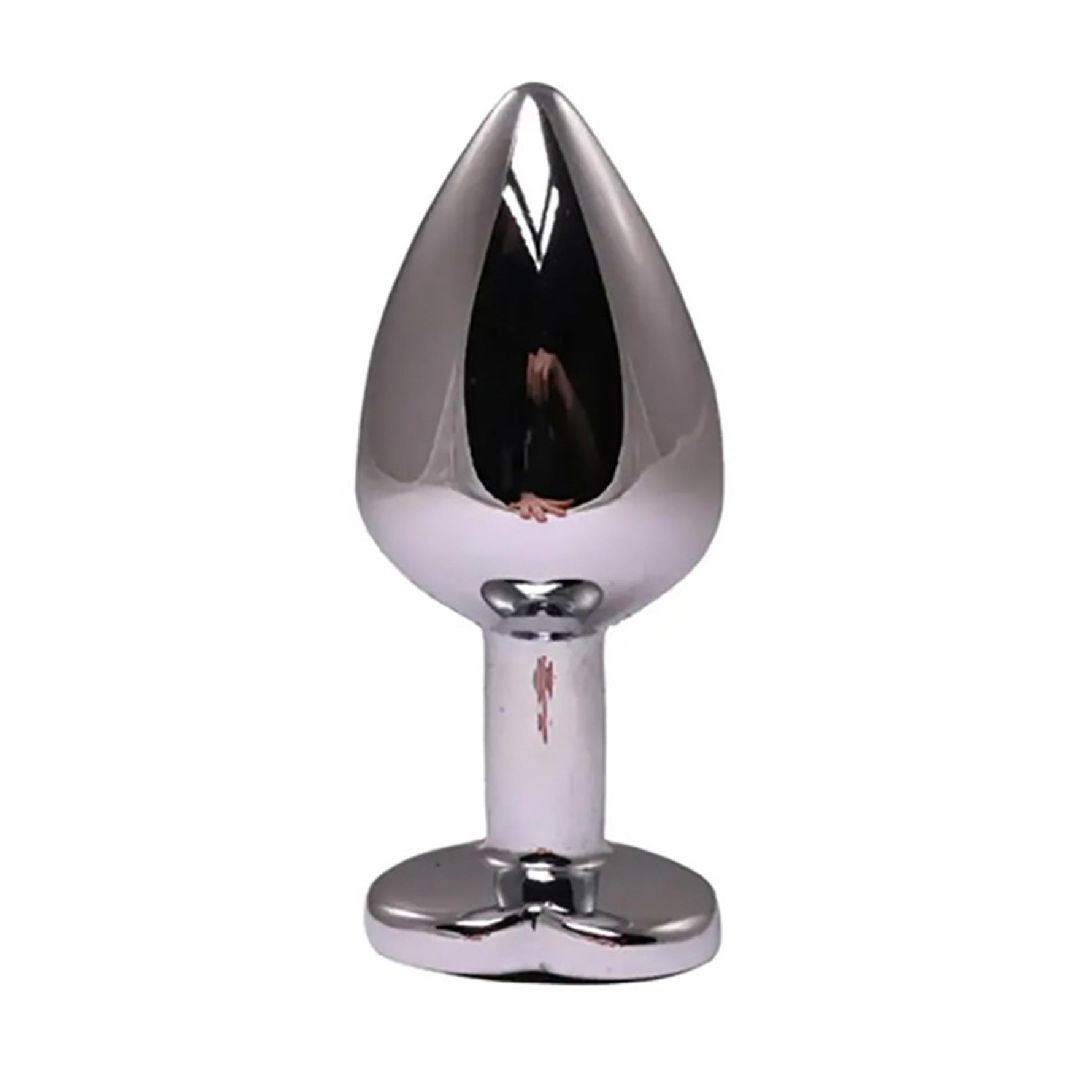 Plug anal Fantasy argintiu în formă de inimă cu cristal negru, mărime medie