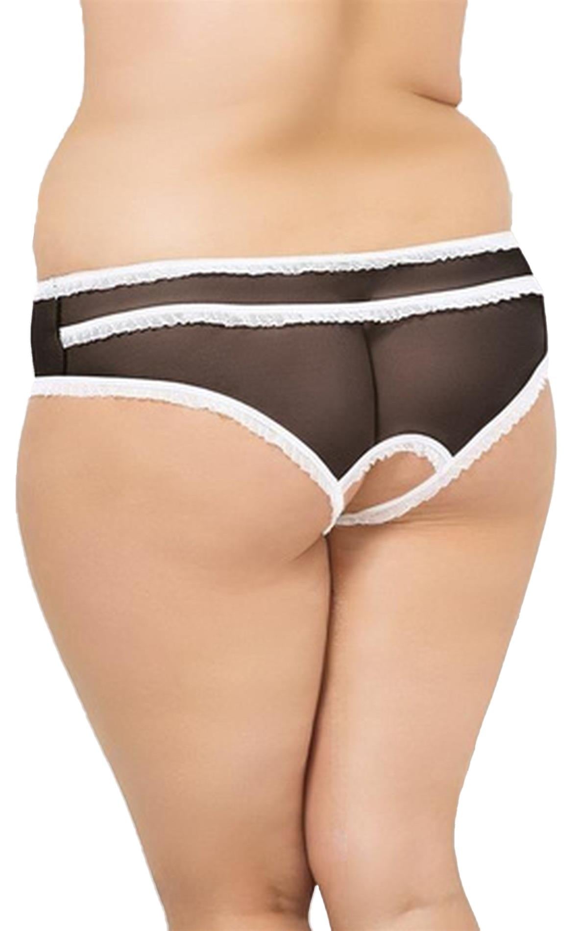 Tanga erotică din plasă cu fundă SoftLine 2471 negru 3XL