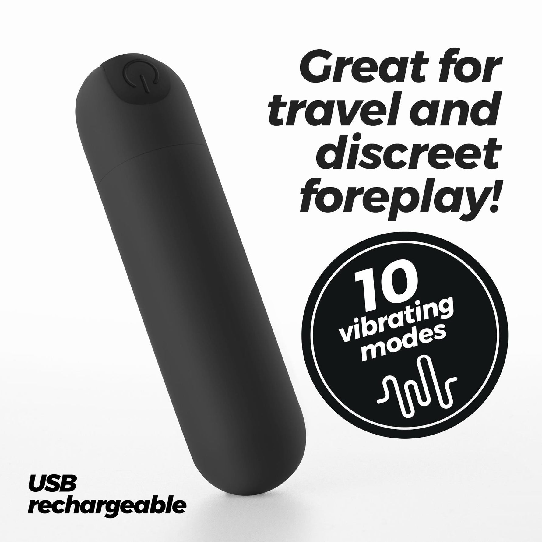 Vibrator mini iMoan Crushious Negru USB 7,6 cm