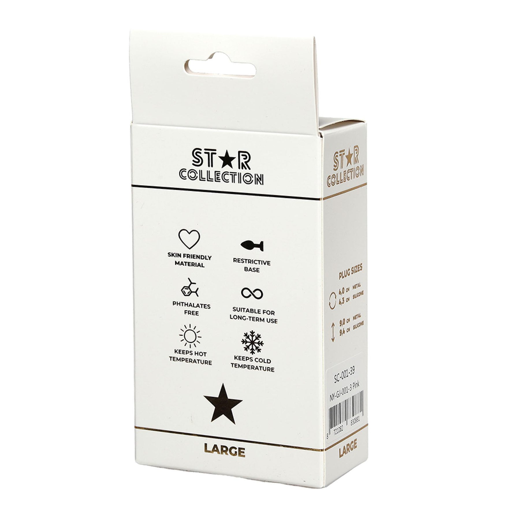 Dop anal din silicon Star Collection, roz, L, piatră mov, 10 cm