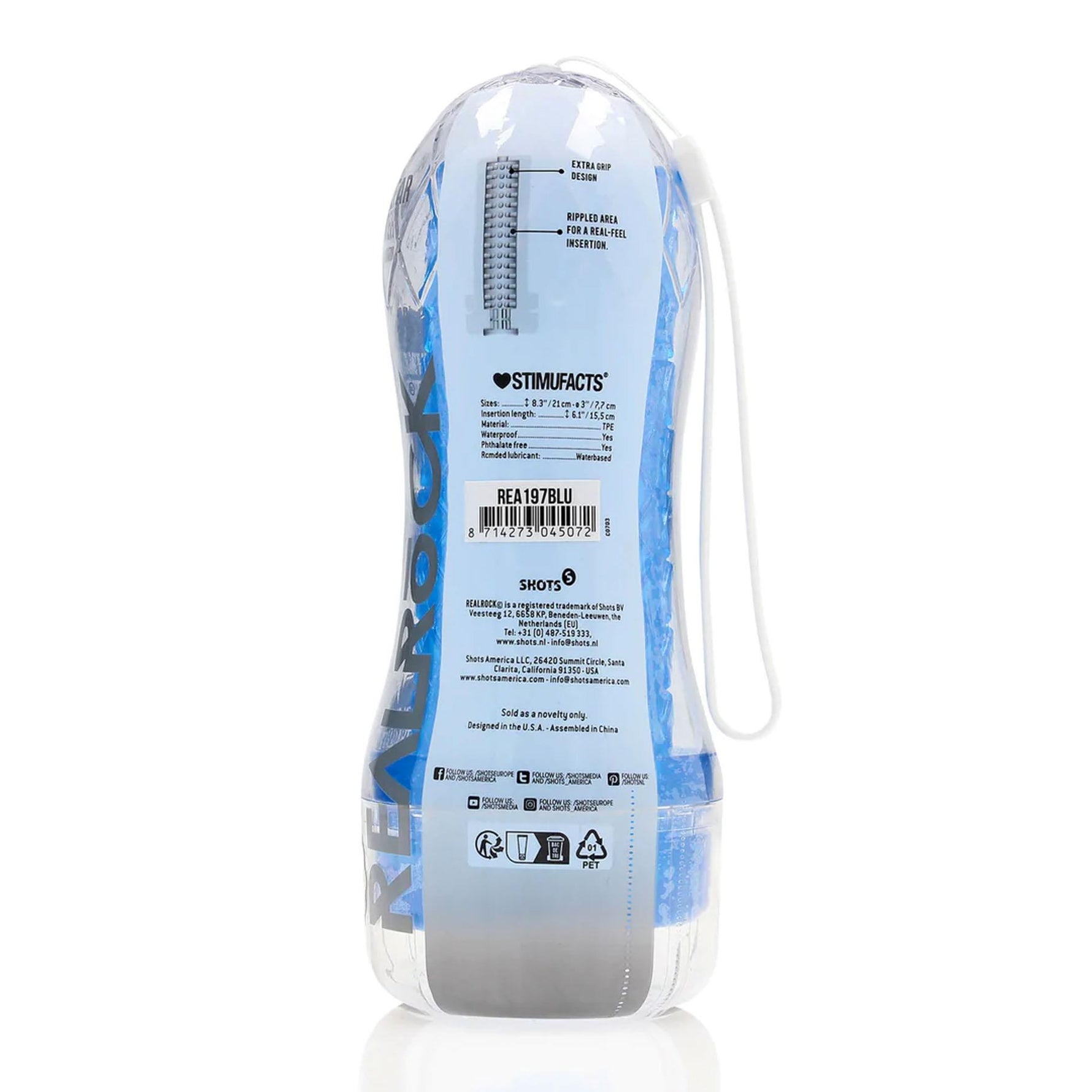Masturbator texturat RealRock albastru 21 cm