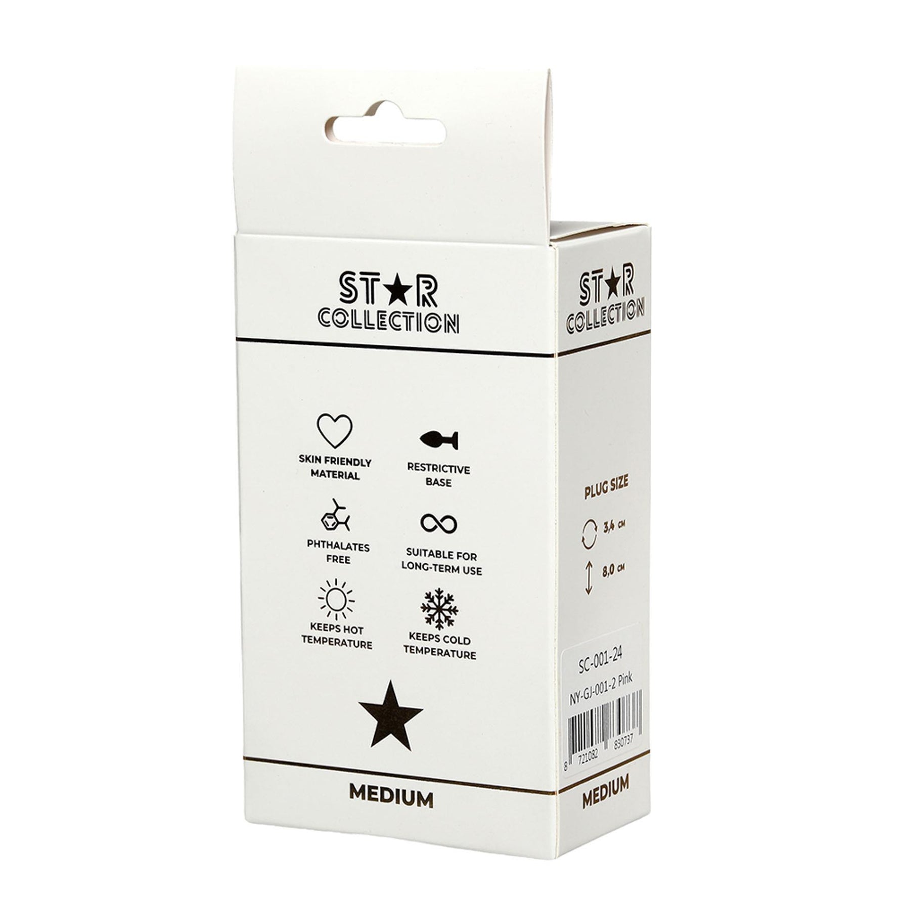 Dop anal din silicon roz Star Collection M cu piatră mov