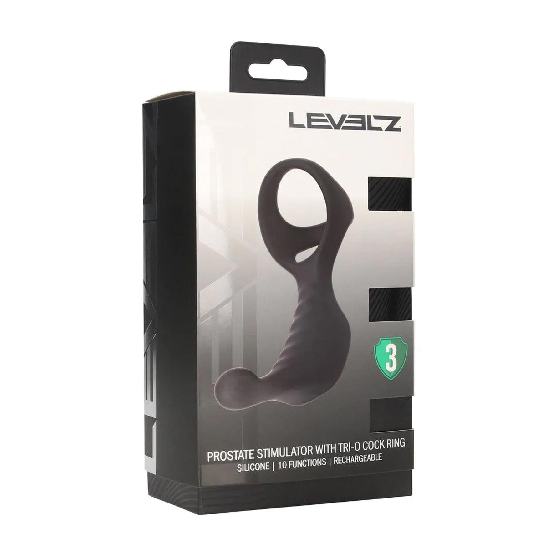 Stimulator vibrant de prostată cu inel penis triplu - negru