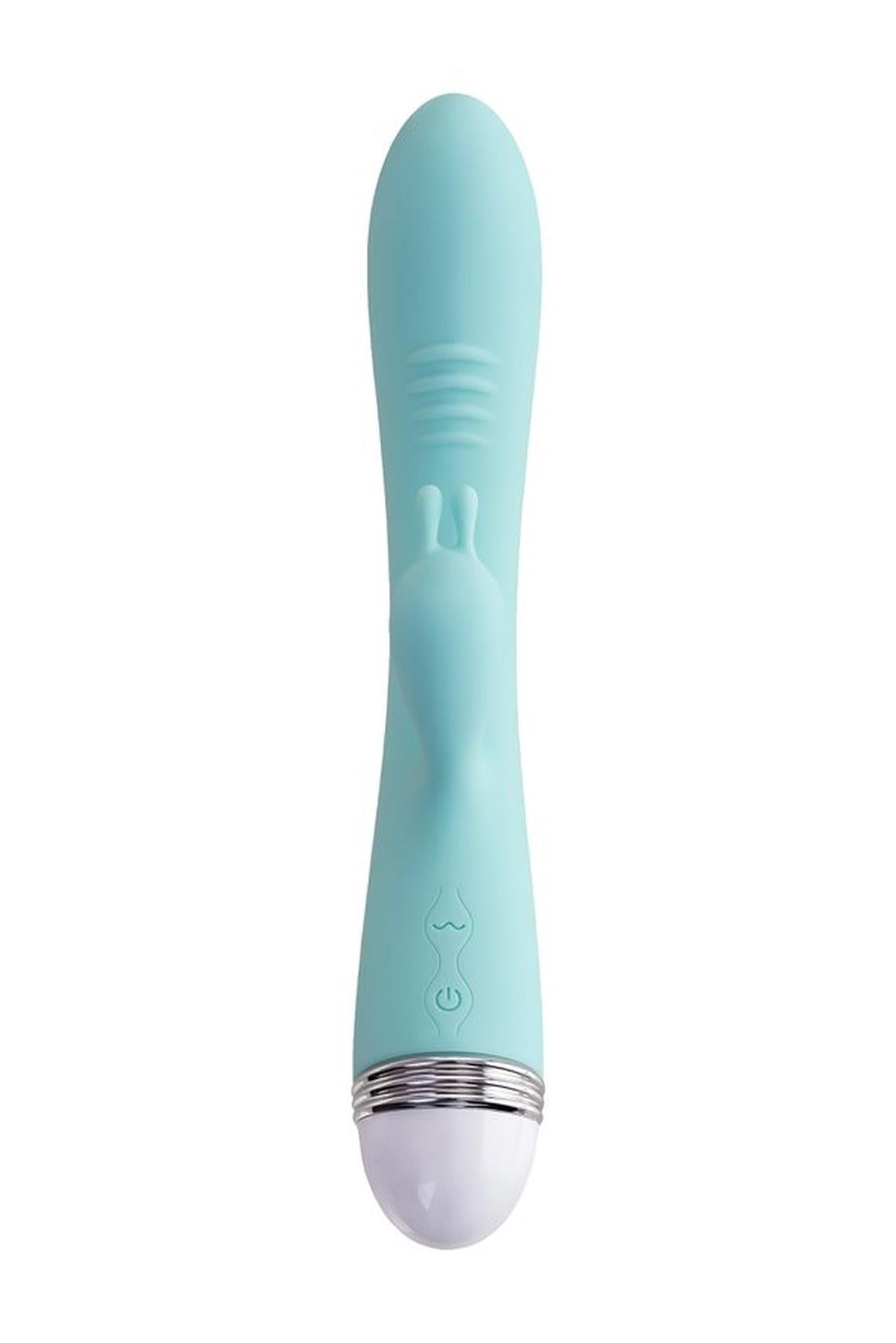 Vibrator iepure Flovetta Iris, silicon, mentă, USB, 22 cm