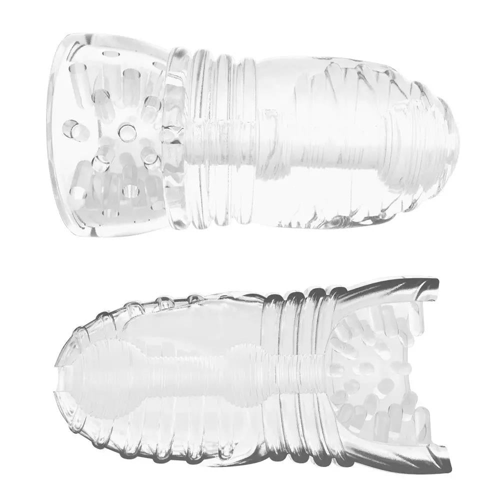 Masturbator Me You Us Glacier cu două fețe, transparent, TPE, 14,5 cm