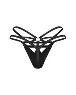 Obsessive Keira Lise tanga negru cu bretele și imitație de latex 2XL/3XL
