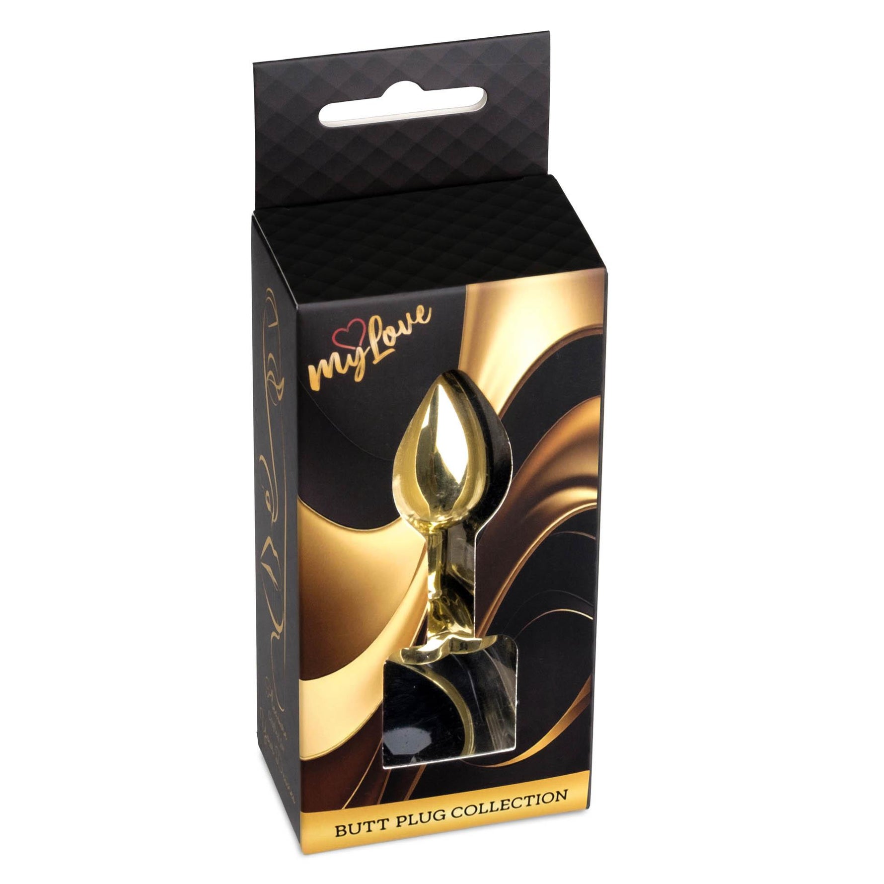 Bijuterii anale cu inimă de aur MyLove Toys, negre, 7 cm