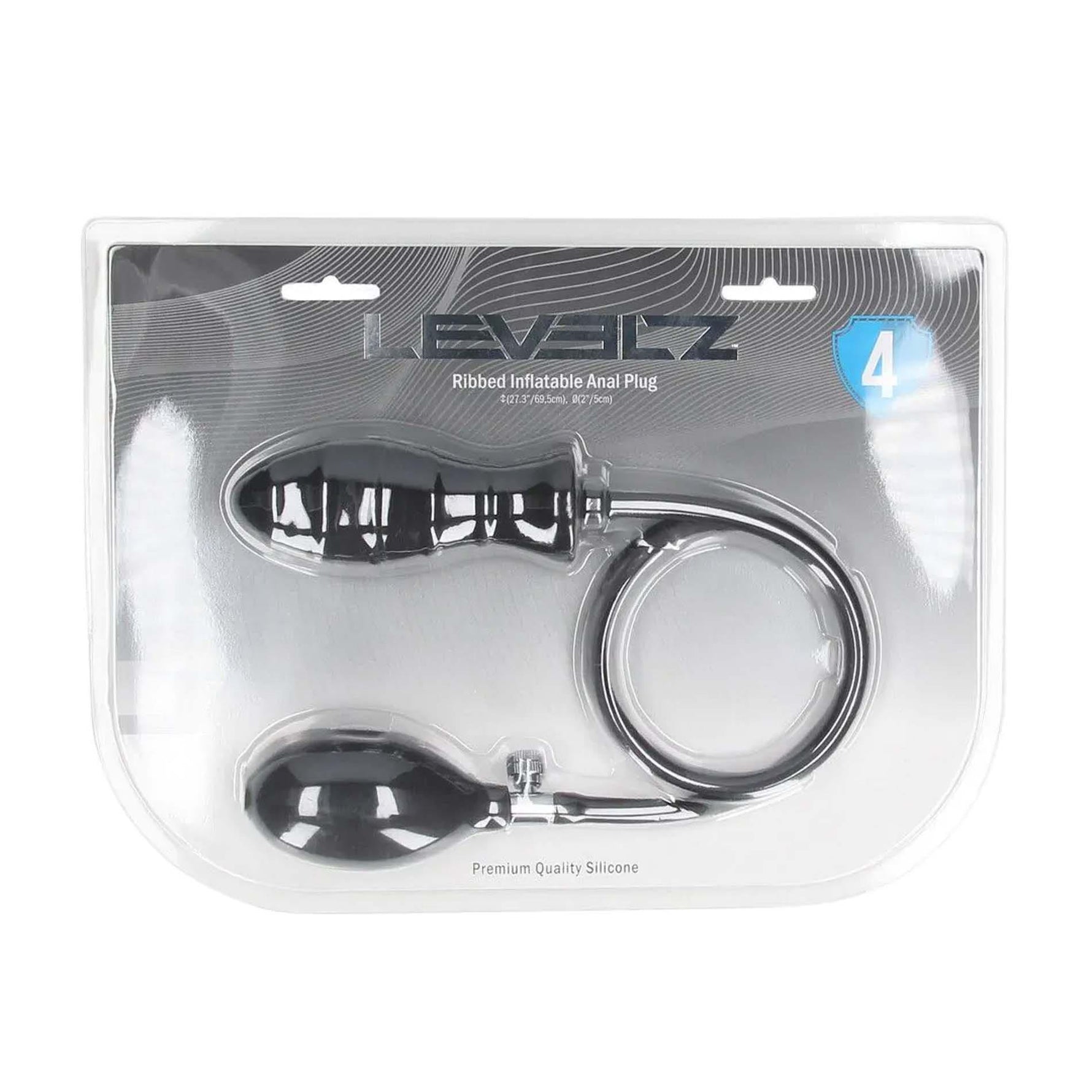 Plug anal gonflabil din silicon cu nervuri Levelz de la Shots, negru, 5 cm