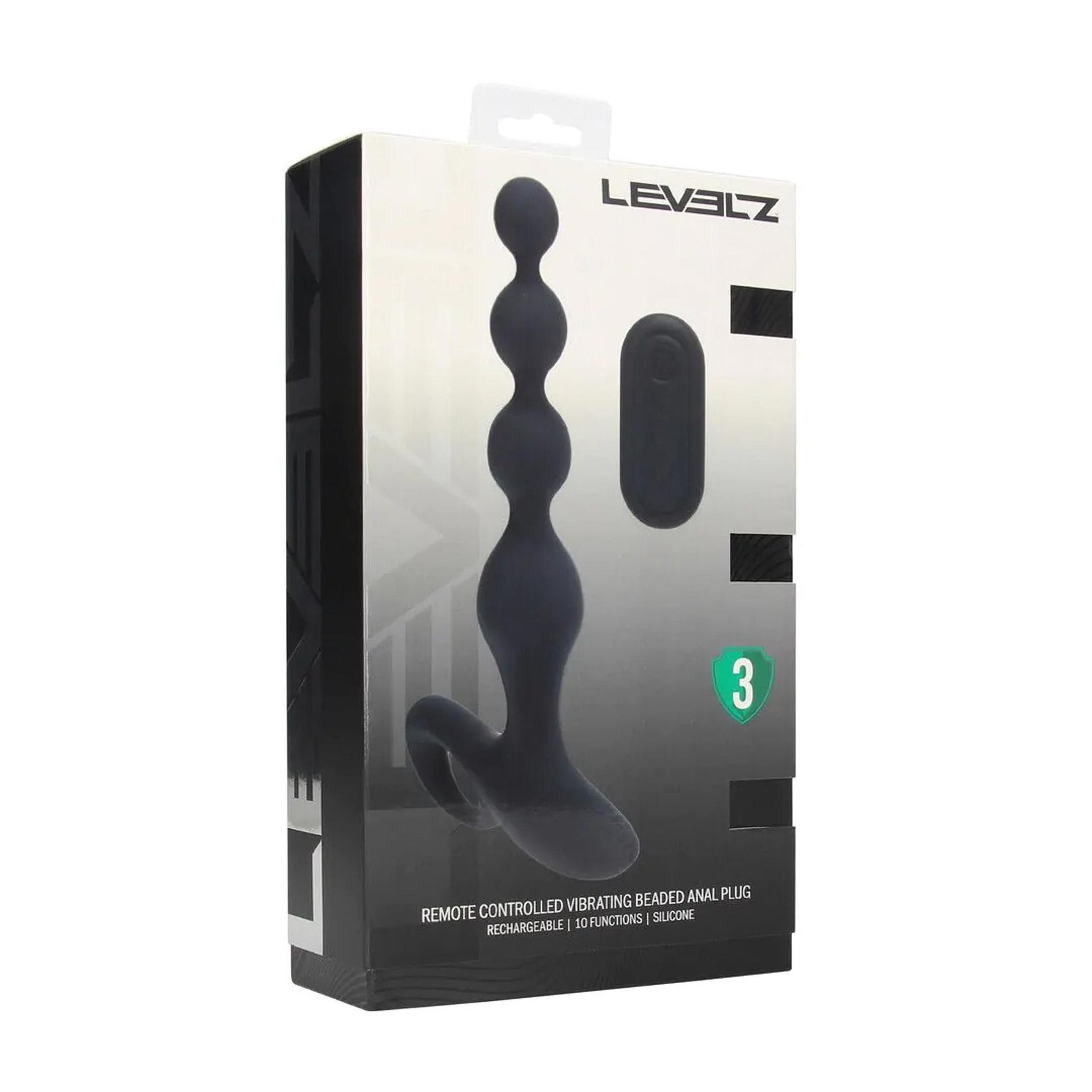 Dop anal vibrant din silicon Levelz, negru, 20 cm