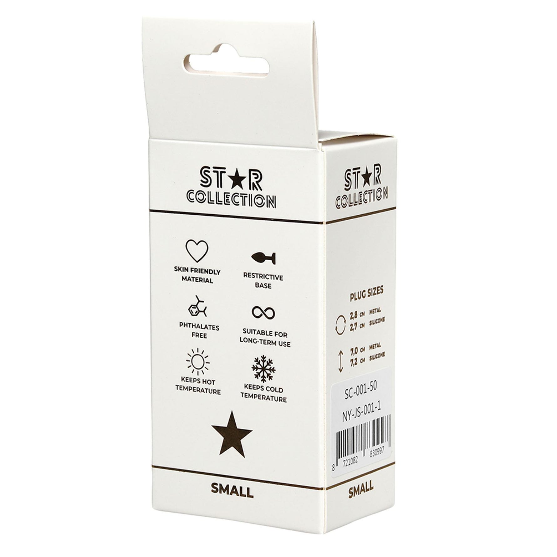 Plug anal metalic argintiu Colecția S Star cu piatră roz 7cm