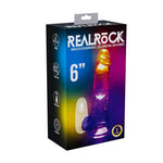 Vibrator realist RealRock cu testicule, transparent, 16,2 cm