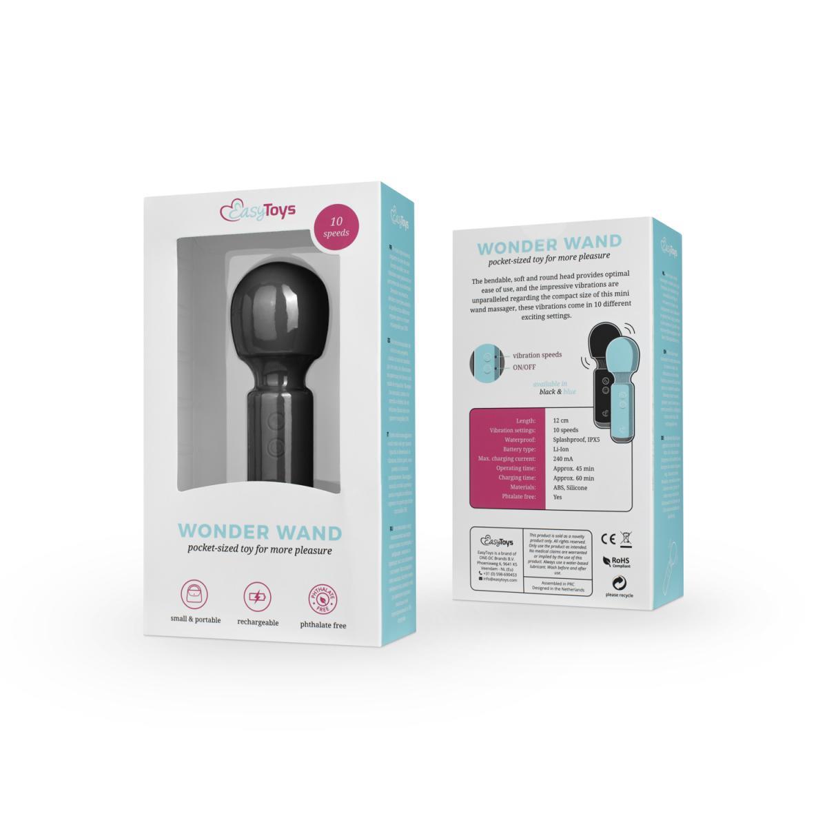 Vibrator Mini Vibe Wand EasyToys Negru USB 12 cm