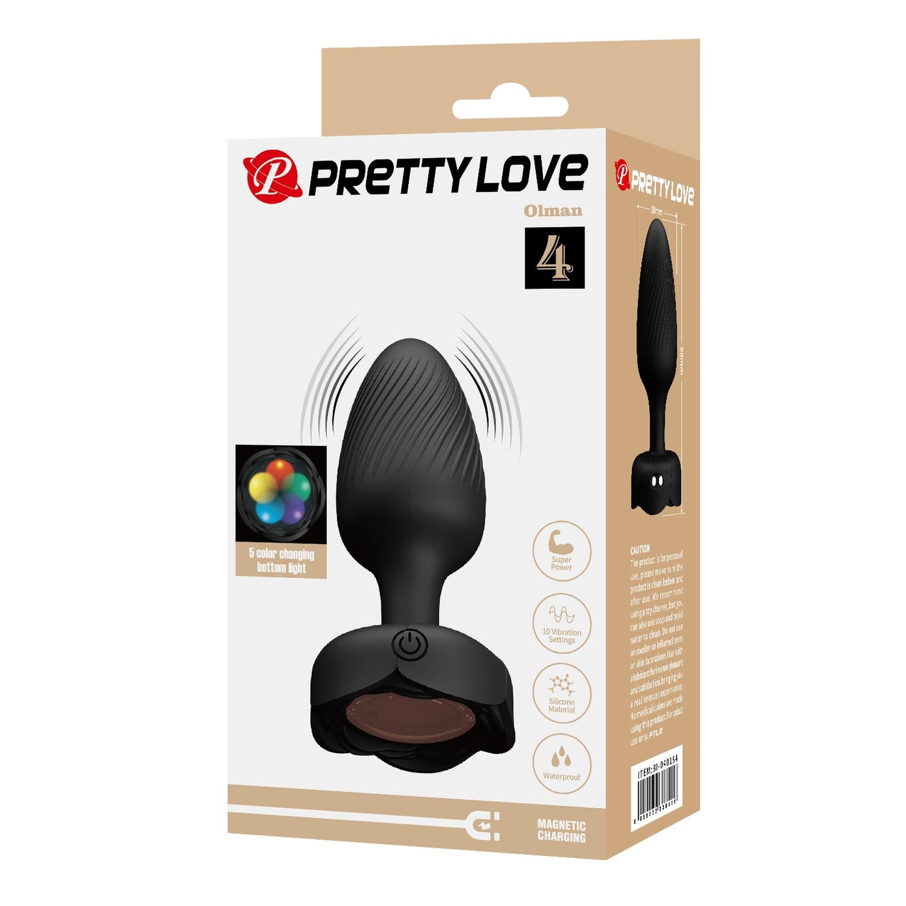 Plug anal vibrant cu LED din silicon Pretty Love Olman, 10 vibrații