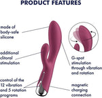 Vibrator rotativ Satisfyer Spinning Rabbit 1 cu USB, culoare roșie, tip iepuraș