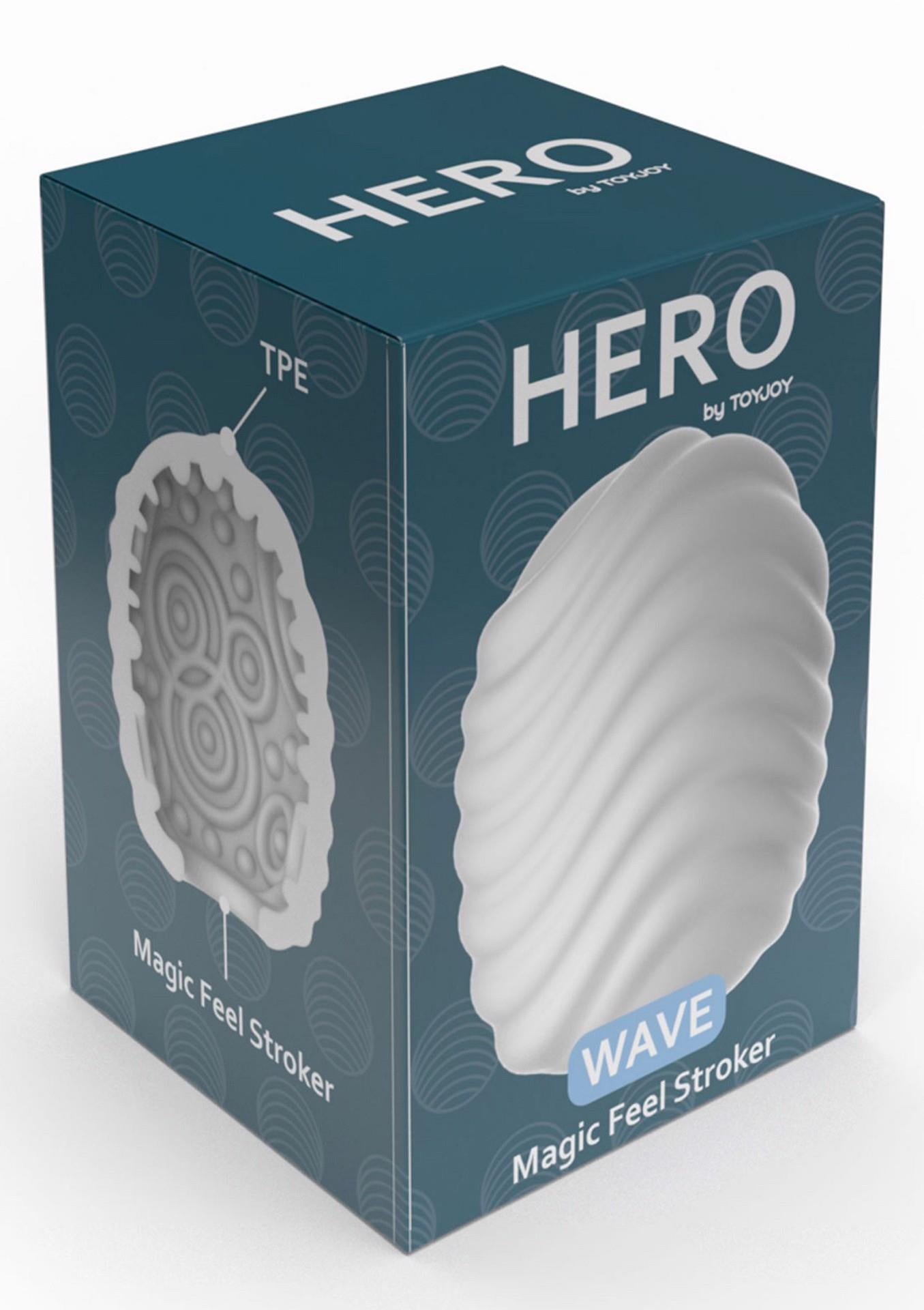 Masturbator mini ToyJoy HERO Wave, alb, TPE