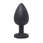 Dop anal din silicon negru, mediu, cu cristale albe Fantasy, 8 cm