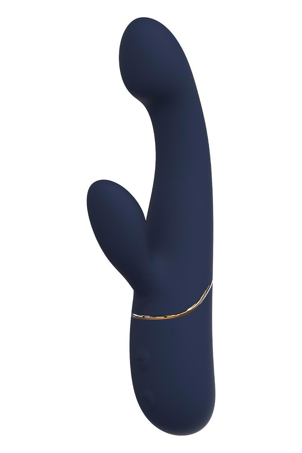 Vibrator Hestia Duo Bunny, albastru închis, silicon, USB, 21 cm, Dreamtoy