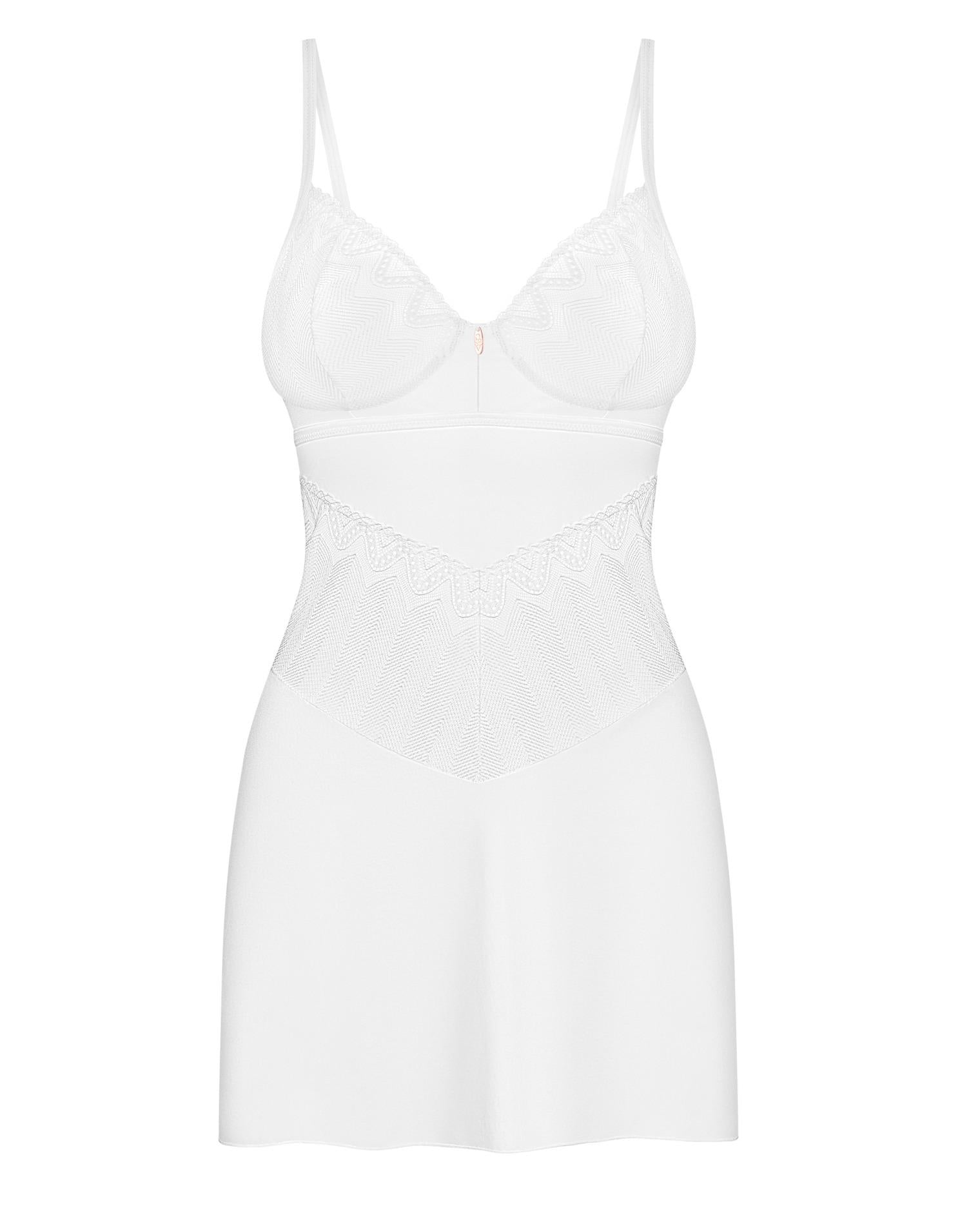 Alissium Obsessive Chemise și Thong din Lace Alb XS/S