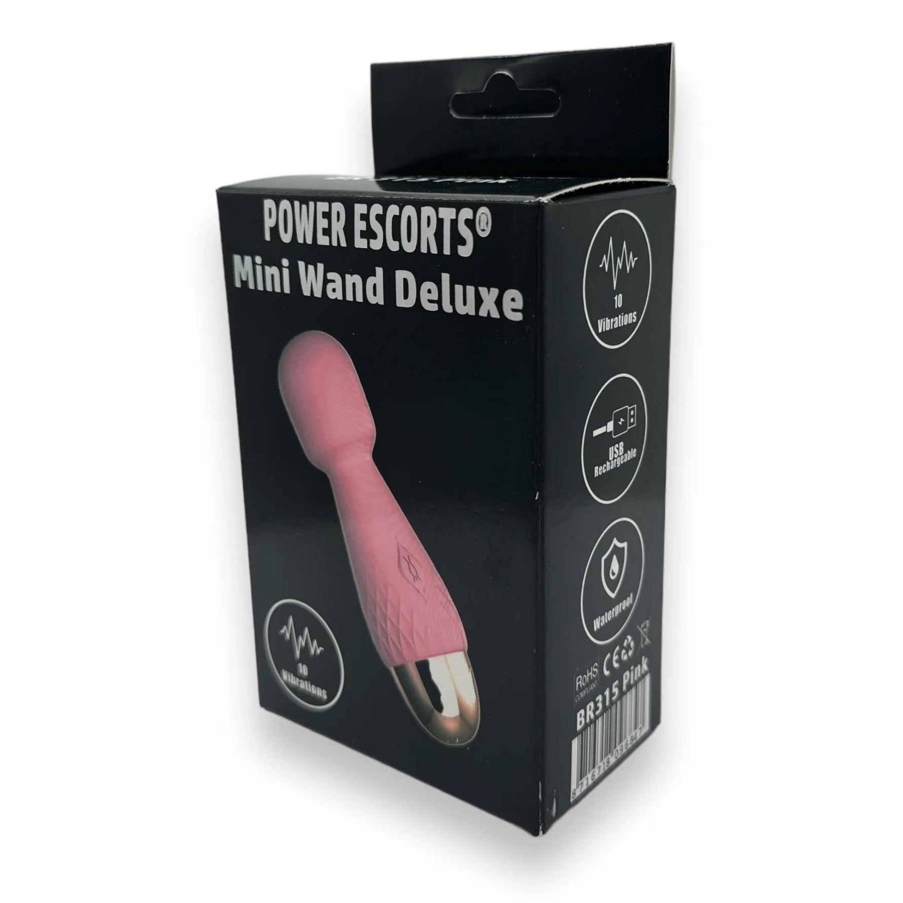 Mini vibrator cu baghetă Power Escorts, silicon, roz, USB, 11,6 cm