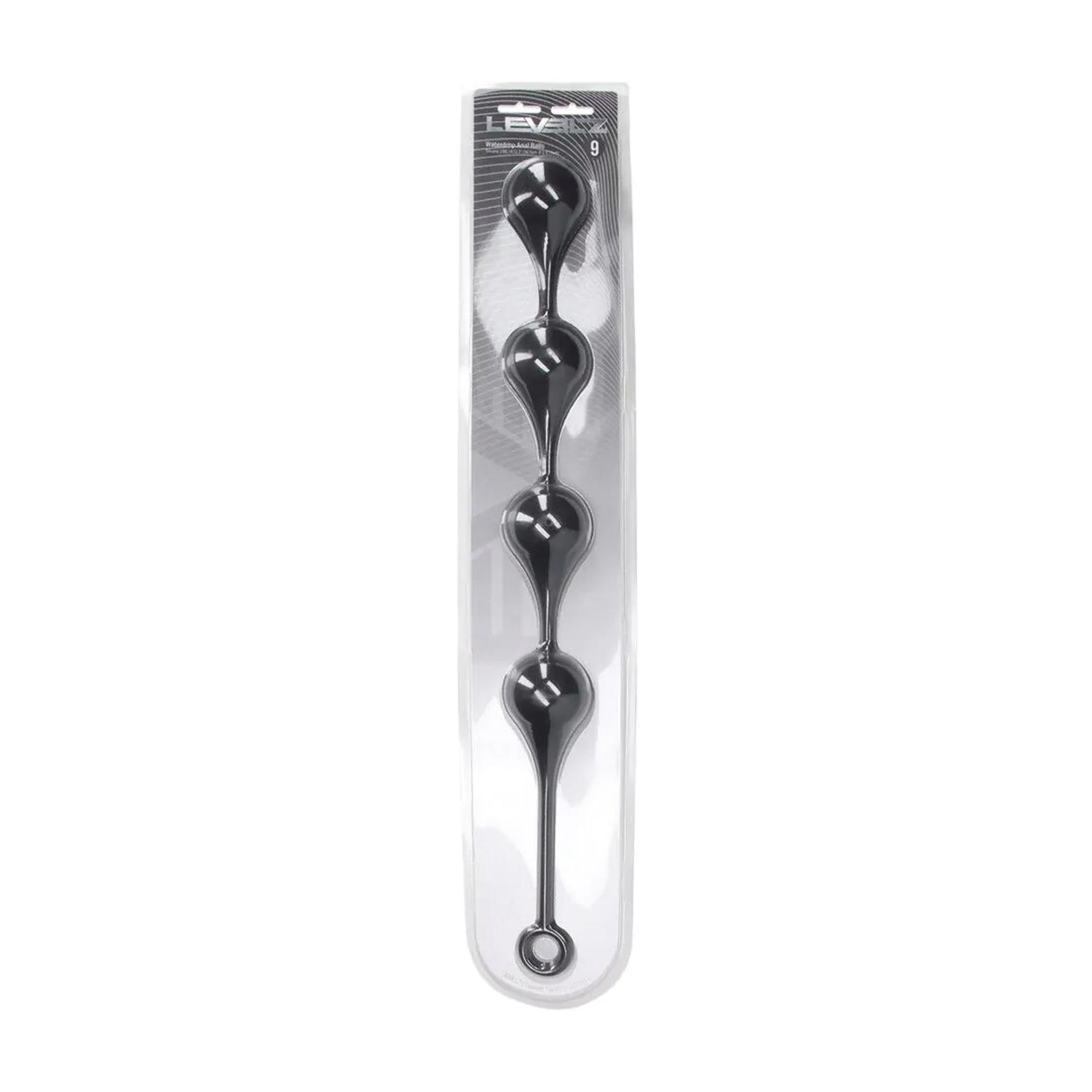 Perle anale Levelz XXL din silicon cu picătură de apă, negre, 57 cm