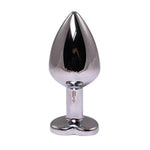 Plug anal cu inimă mică din argint și cristal roz Fantasy 7 cm